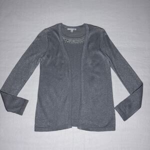 Silver Metallic Petite Notations Blouse